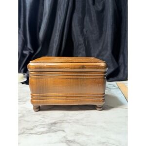 WOODEN JEWELRY BOX RED VELVET LINING 4"T x 4"W x 5.5"L (2760)